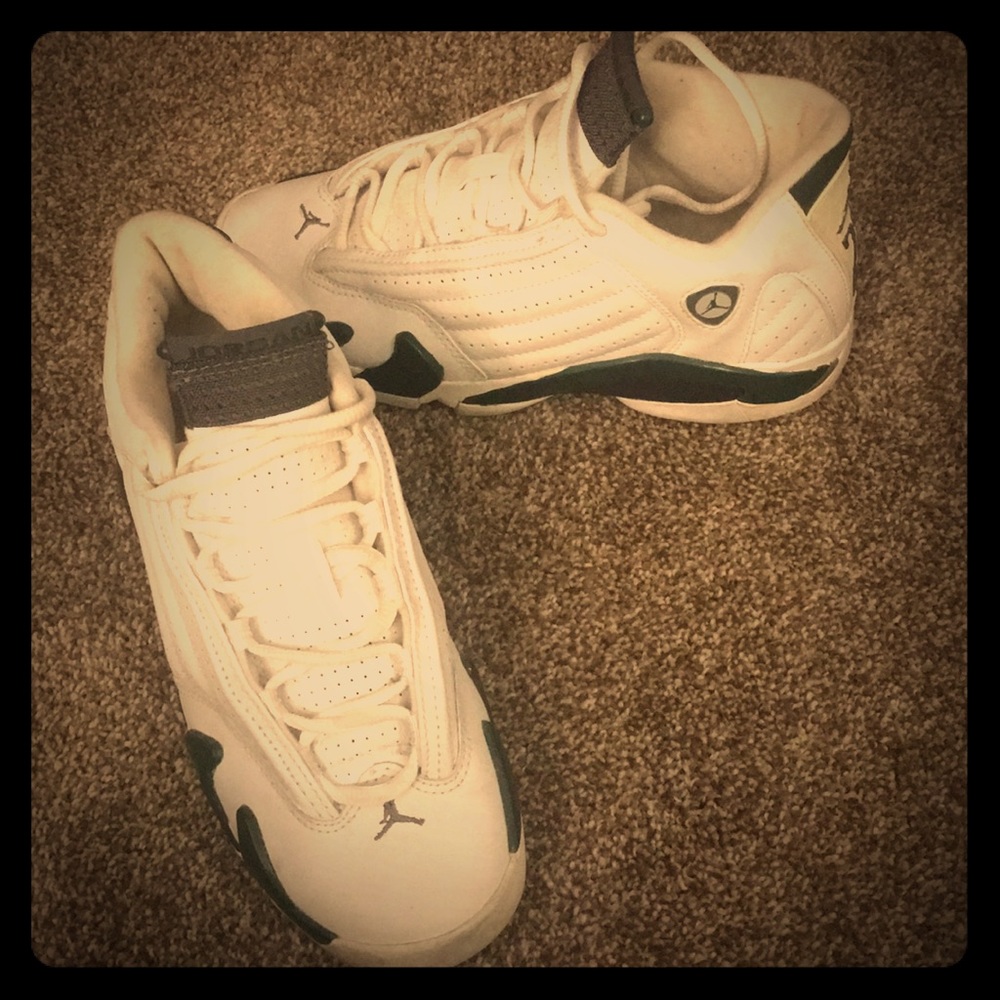 Jordan white and forest green sneakers